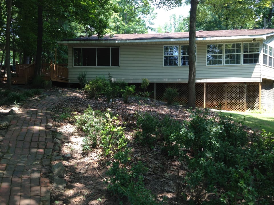 Brick walkway to the deck