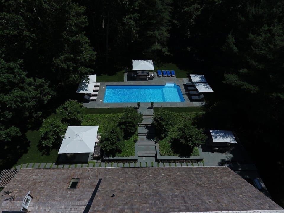 Arial view of the pool and terraces