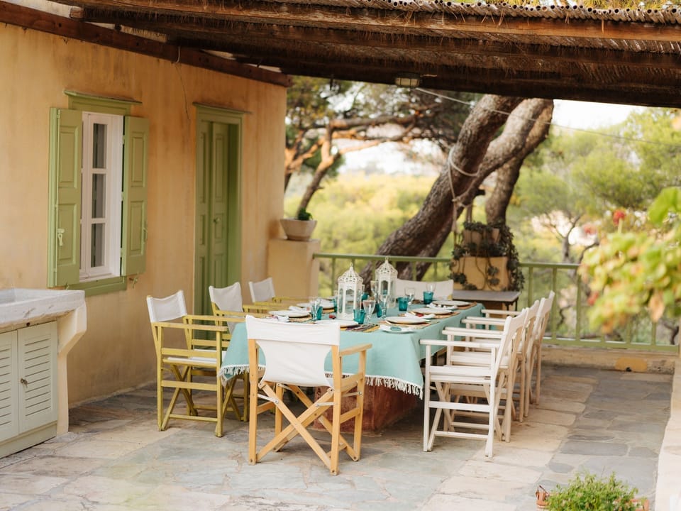 The covered terrace is perfect for long and lazy lunches