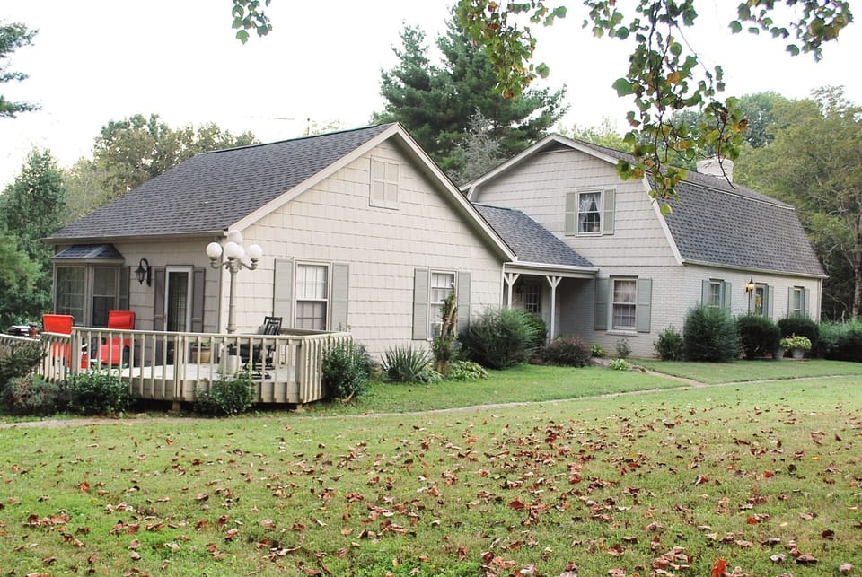 The suite is the area on the left of the house. 