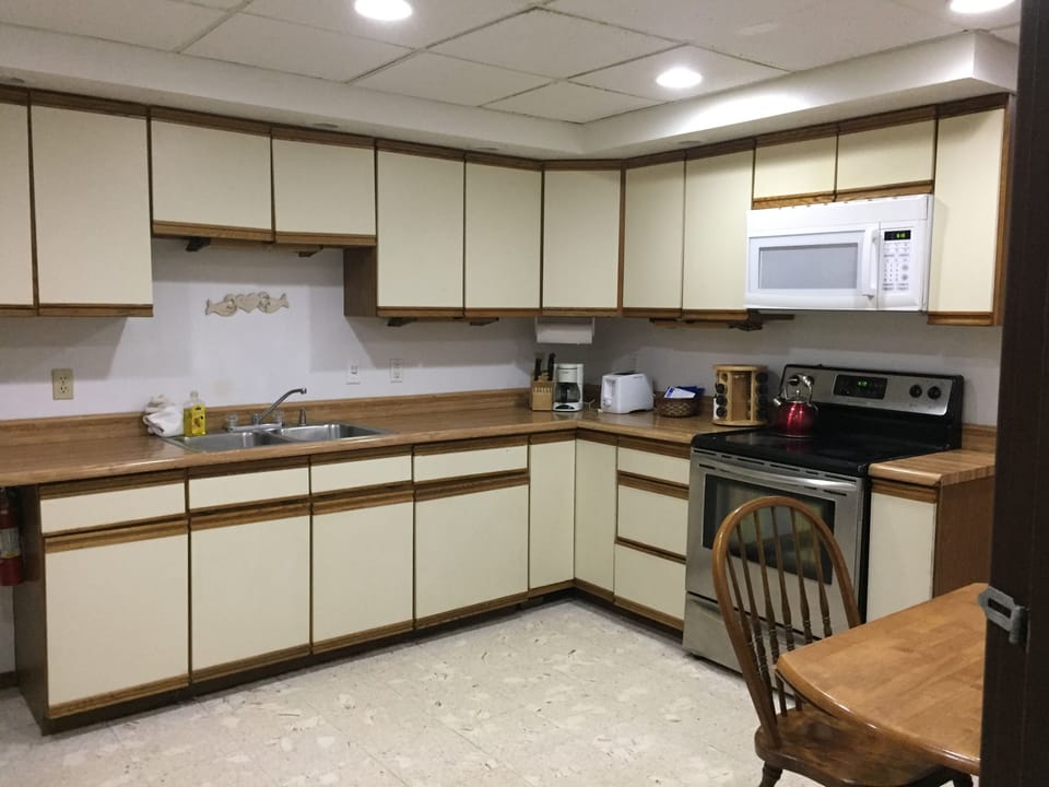 Lots of cupboards and counter space for cooking.  