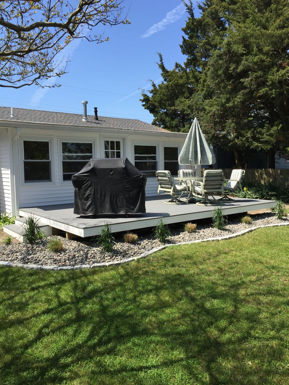 Back deck with Gas grill.  Charcoal grill also available 