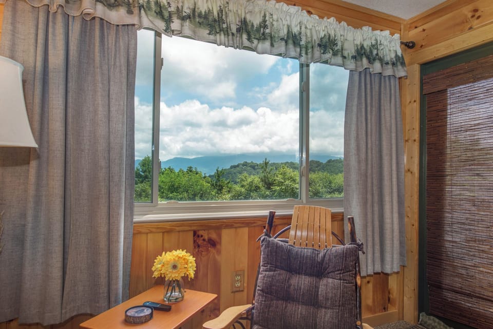 View of Mt LeConte on a cloudy day, the peak was cloud covered that day.