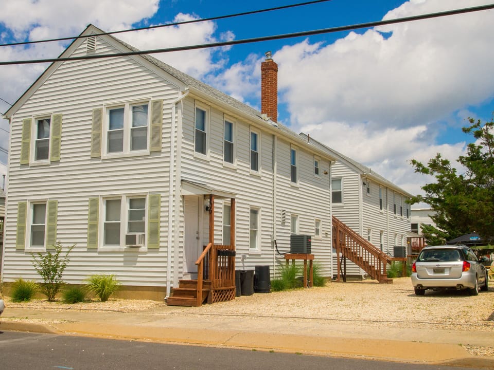 Our property from the street, the rental is the first floor of the rear building