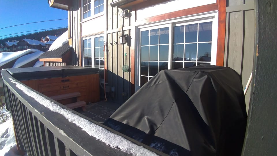 back deck, hot tub, bbq