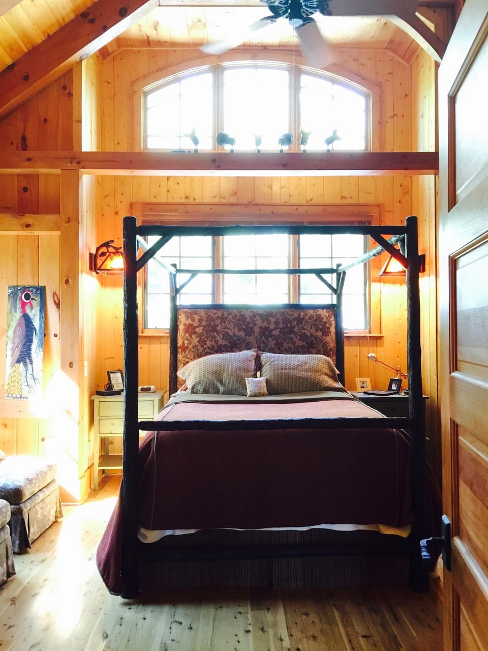 Lots of light . Master bedroom and bath...Queen Bed - high off ground Top floor