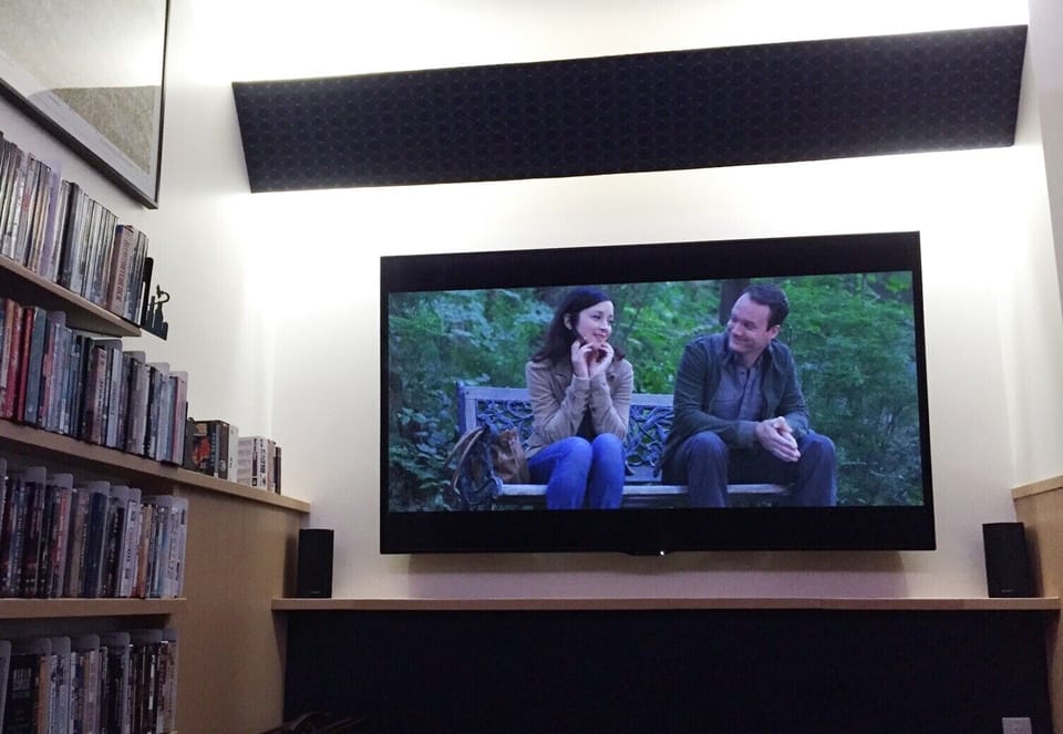 70" HD TV, Neflix streaming, premium cable TV, and a vast DVD library