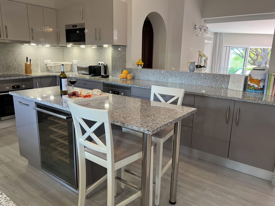 Island with wine fridge