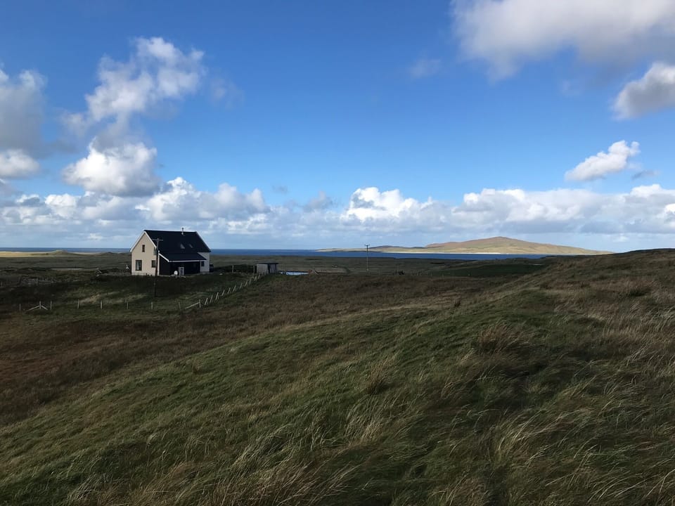 Rear view, with Pabbay in background