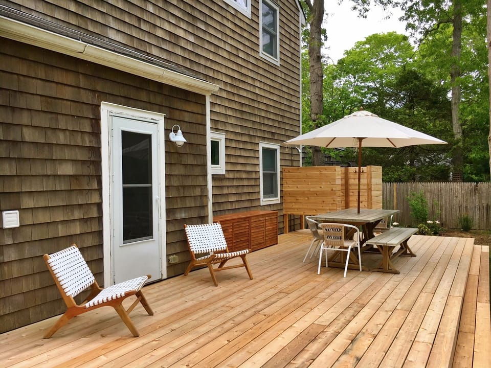 Large Deck at back of house for entertaining.