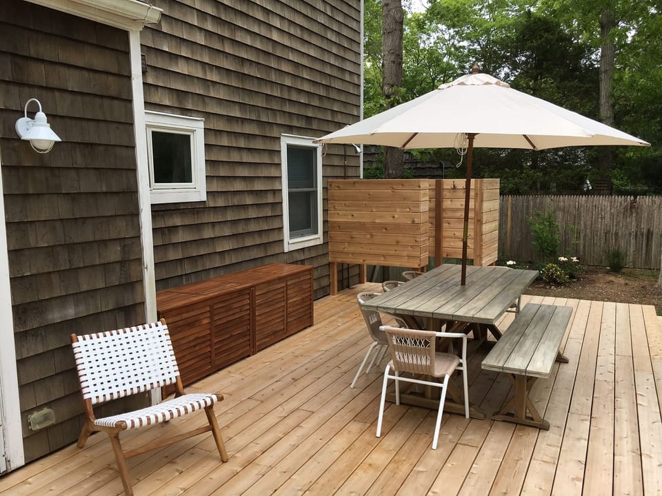 Brand new outdoor dining area and lounge chairs