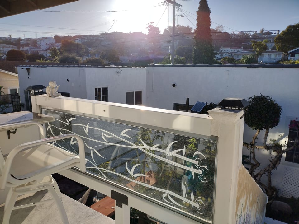 Front patio.  Hillside view makes you feel like you're in Greece.