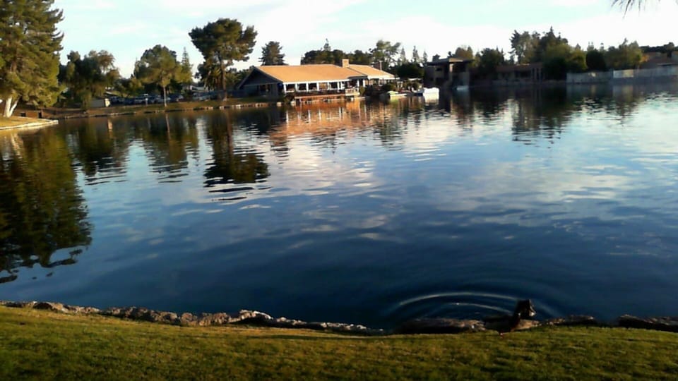 Restaurant across the lake as viewed from our back patio