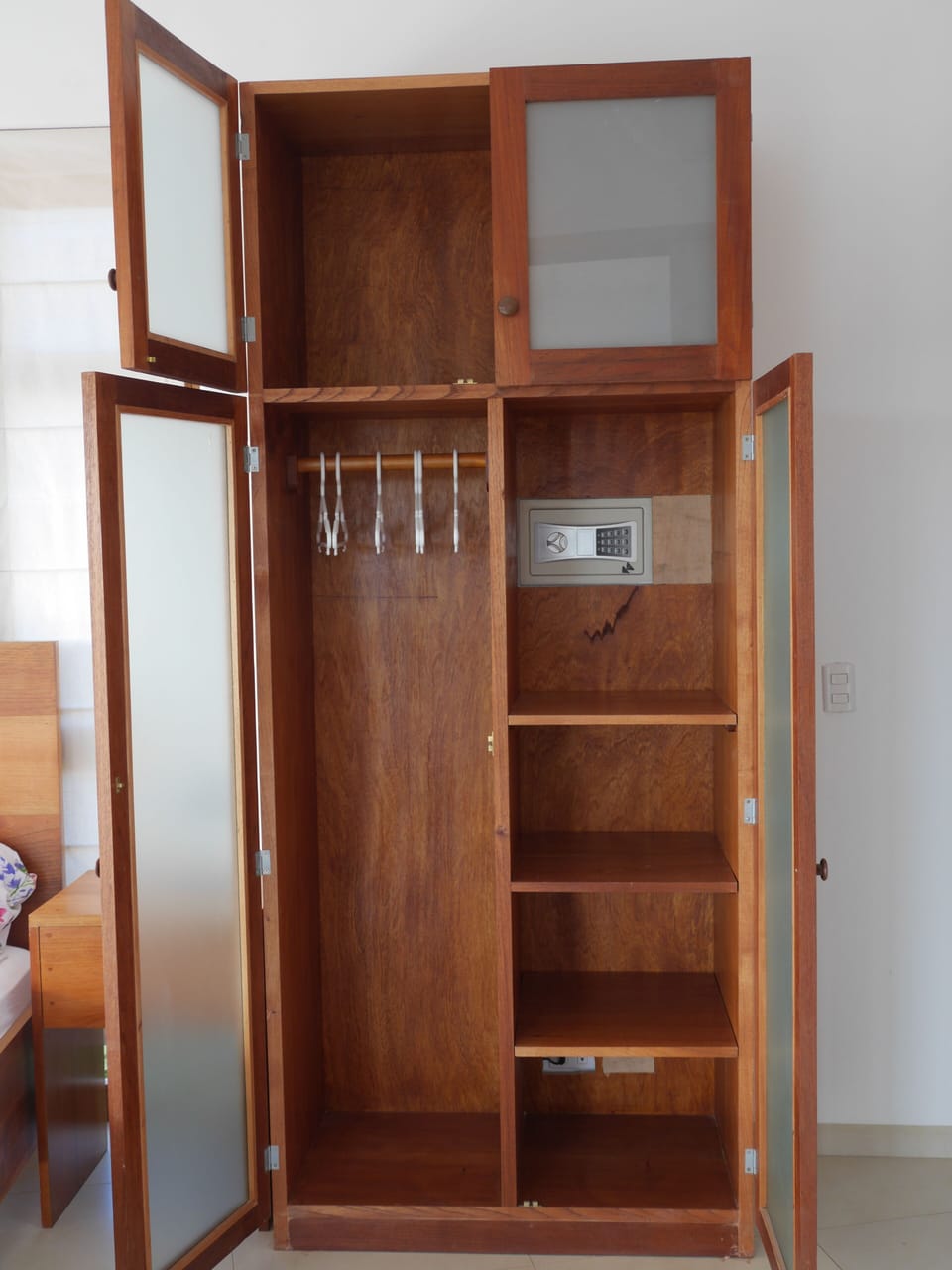 Spacious cabinets with built-in safe