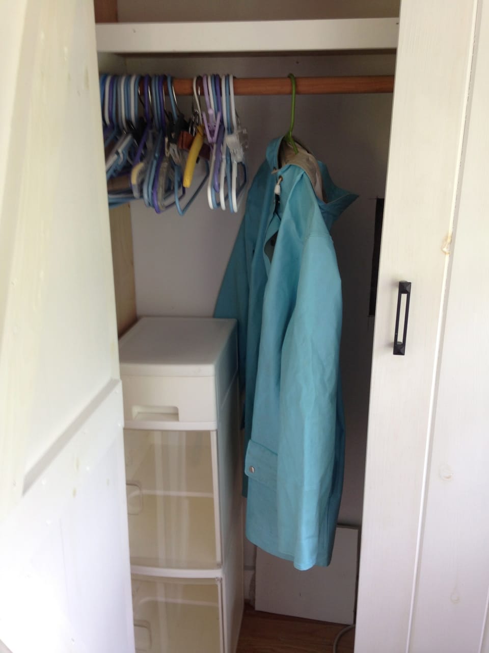 Guest bedroom closet on ground floor.

