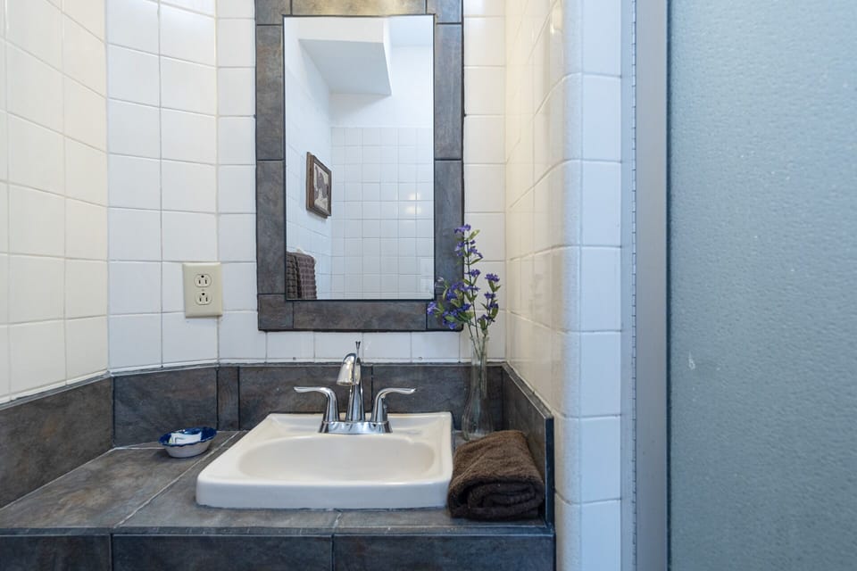 The bathroom.