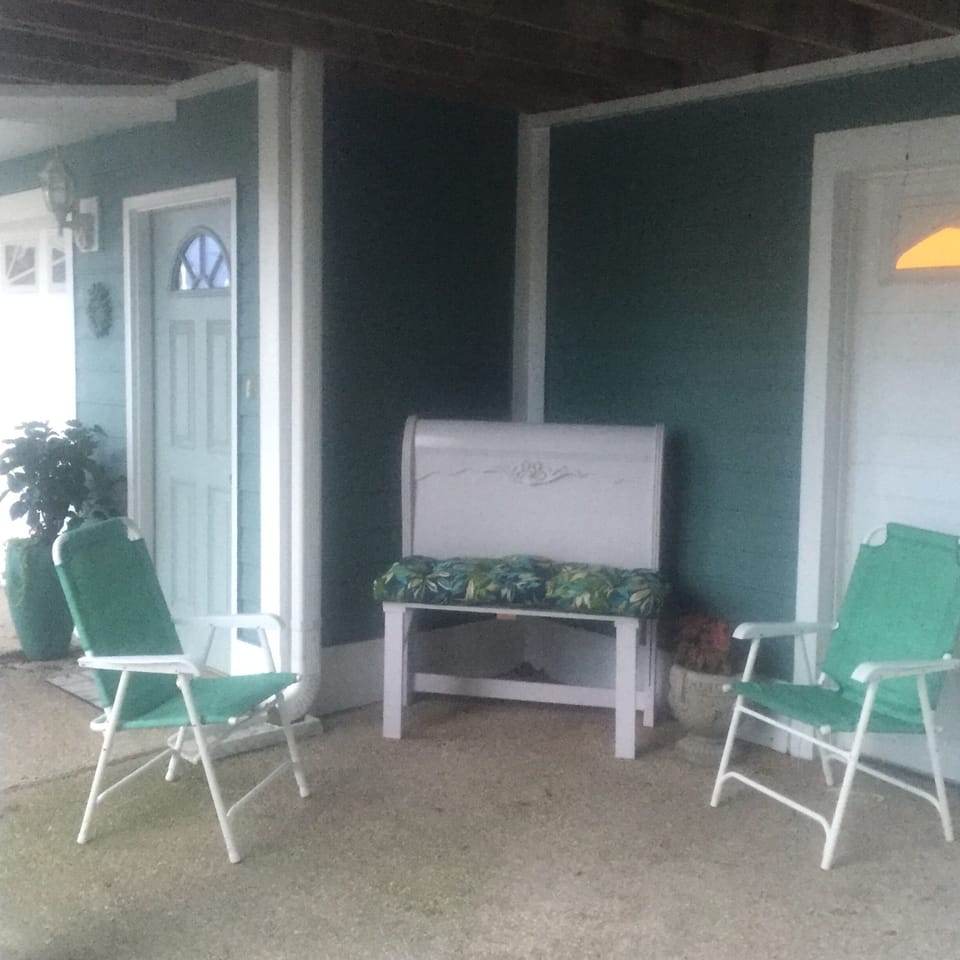Private shaded sitting area for guests.