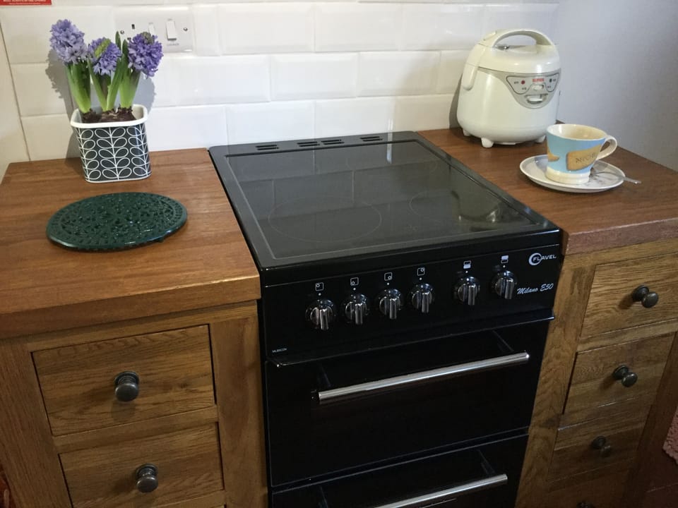 Electric stove with 4 hobs, grill and oven