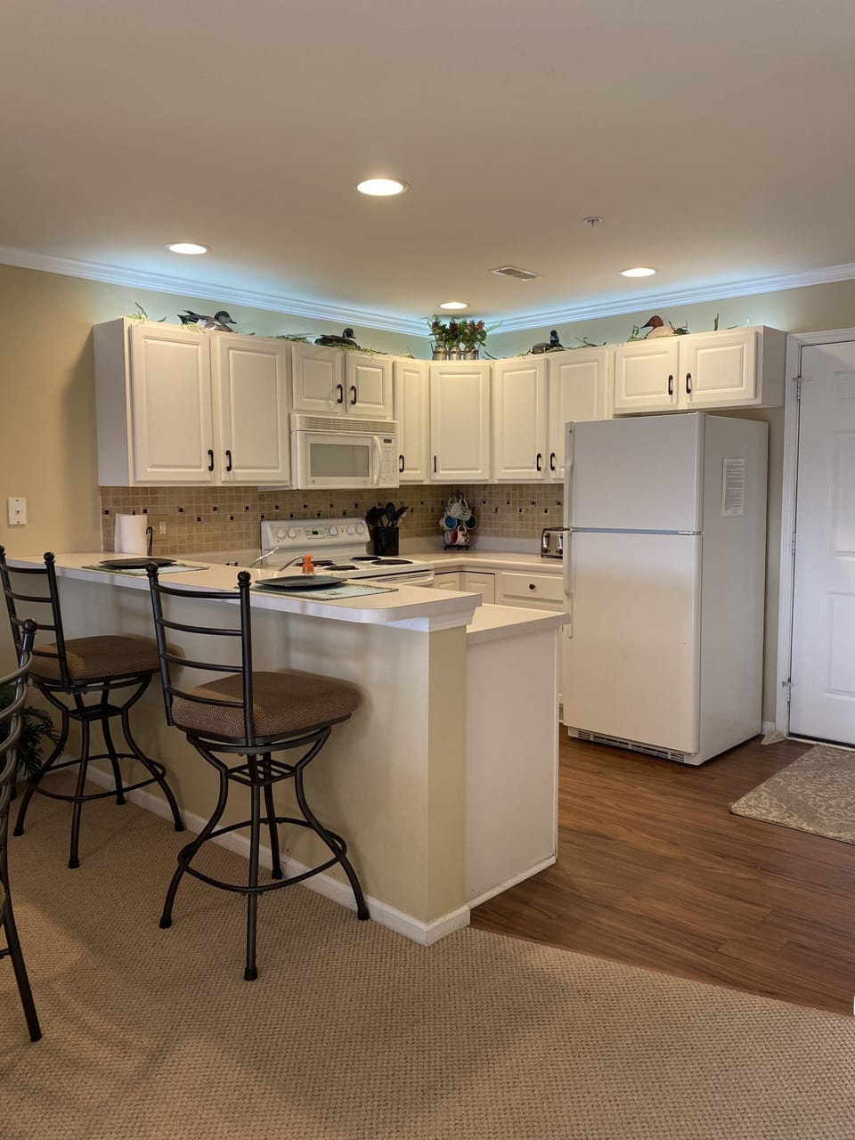 Kitchen view and island