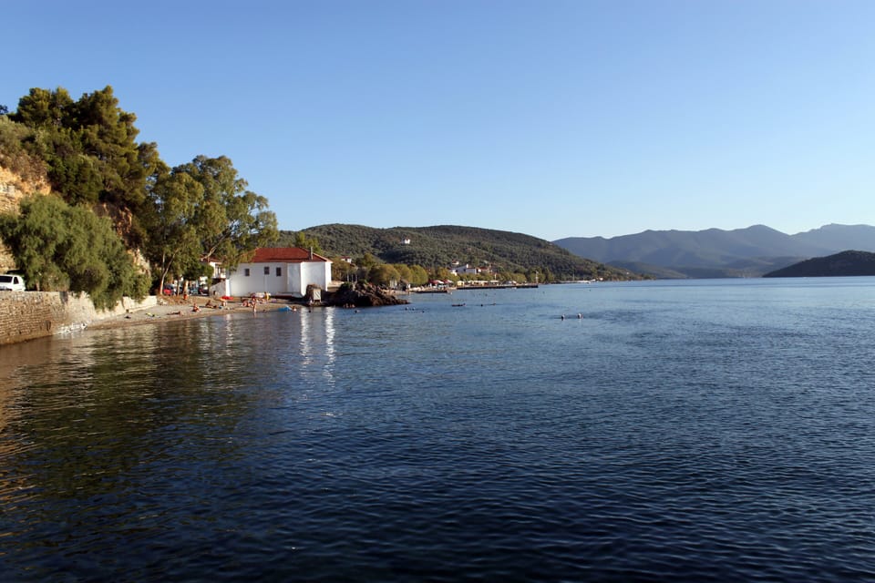 Varkes Beach, Milina and Mount Tisseon in the distance