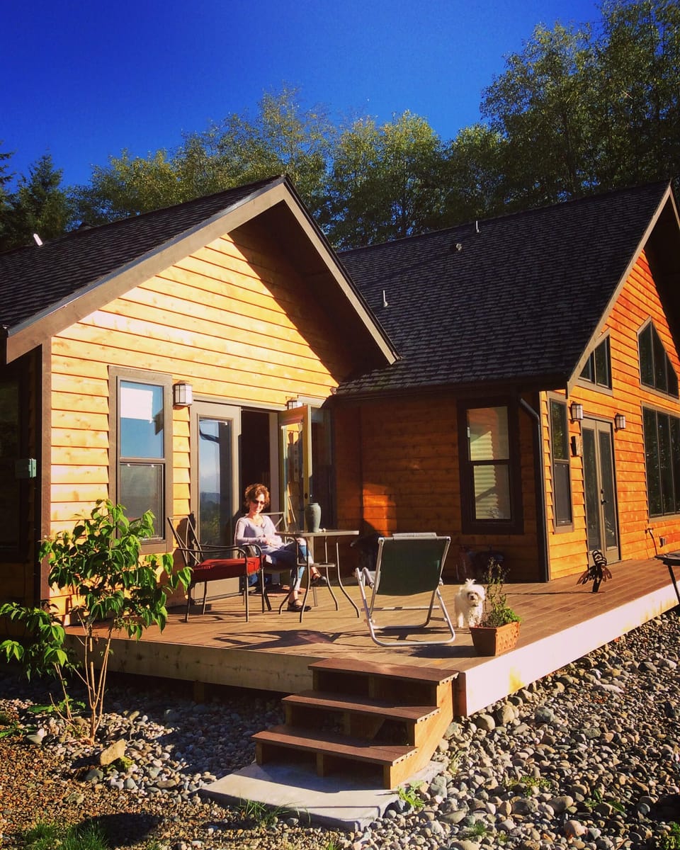 View of Studio deck. Faces the Olympic Mountains and Water Veiws!