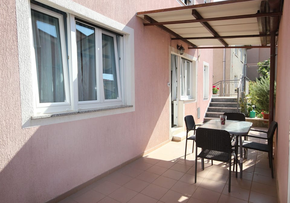 terrace with a dining table