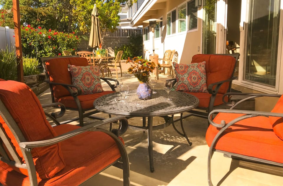 Warm and sunny days on our outdoor patio.  Enjoy some lemons and avocados!