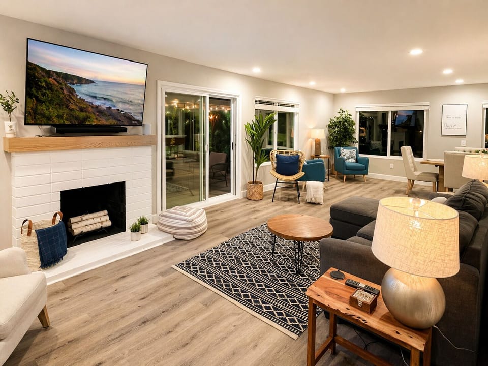 Bright, open living space with comfortable seating and indoor-outdoor flow