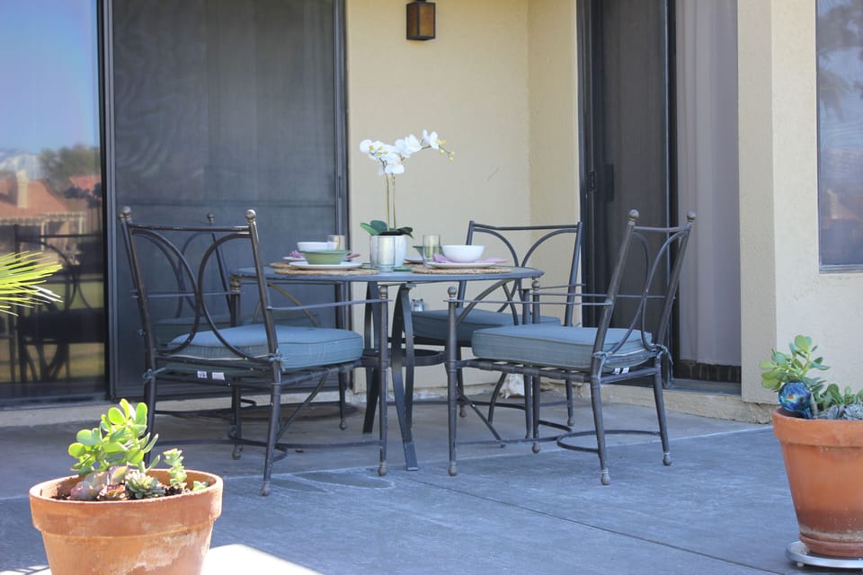 Enjoy outdoor dining setup for 4 guests