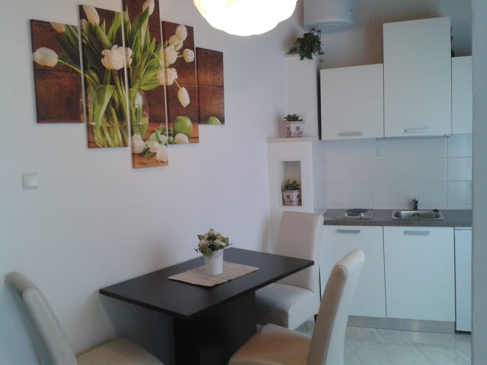 kitchen, dining area