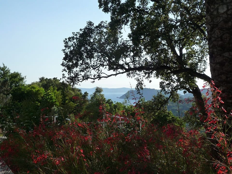 Main bedroom terrace with views into the bay. That's Cap Negre in the middle