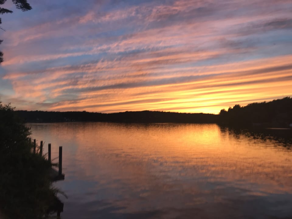 View from private dock at sunset