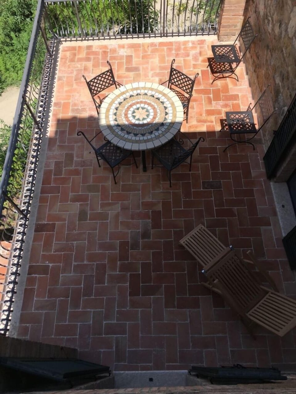 Balcony off of the Siena Bedroom/Entertainment Room looking up at Montepulciano