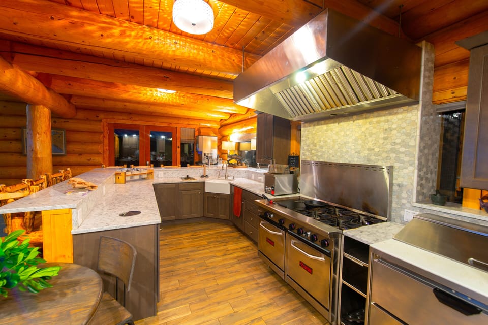 Our fully remodeled marble commercial kitchen makes roughing it a little easier