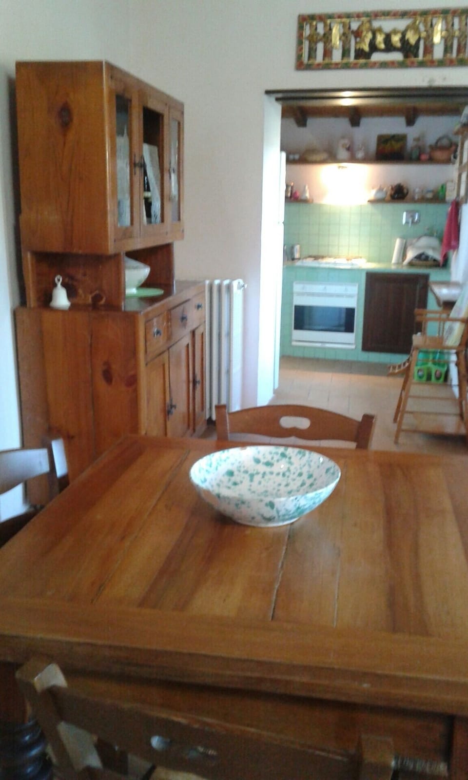 the dining table and the kicken