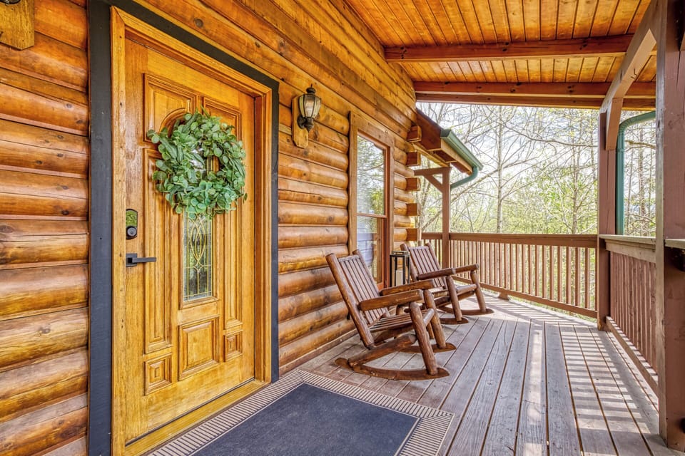 Smoky Mountain Cabin "Sweet Dreams" - Entrance on covered wrap around deck