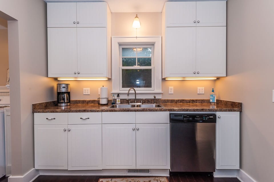 All the necessities: Coffee maker, dishwasher, stove, refrigerator, oven & micro