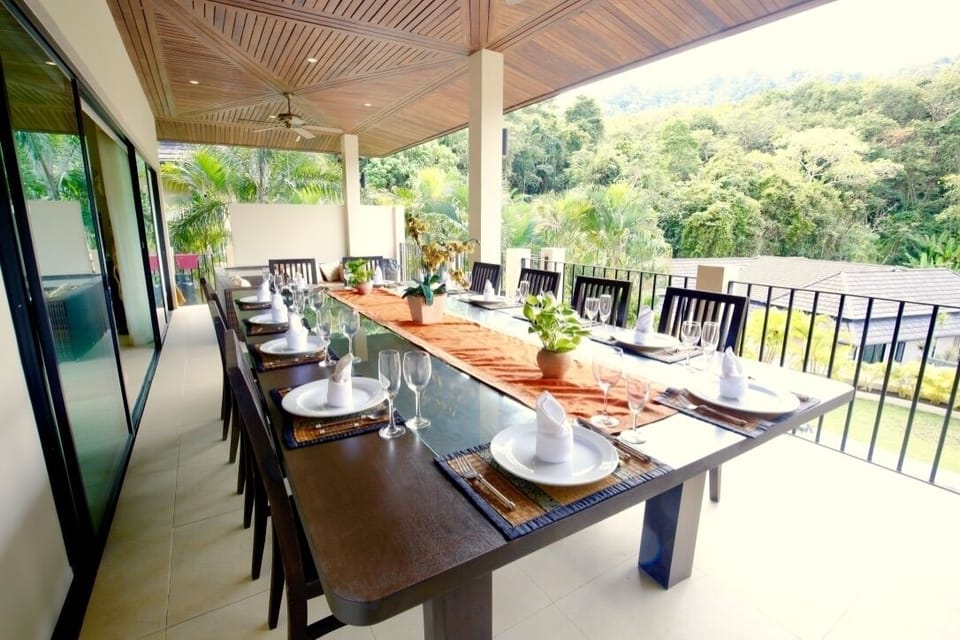 Large dining table seating 18 guests