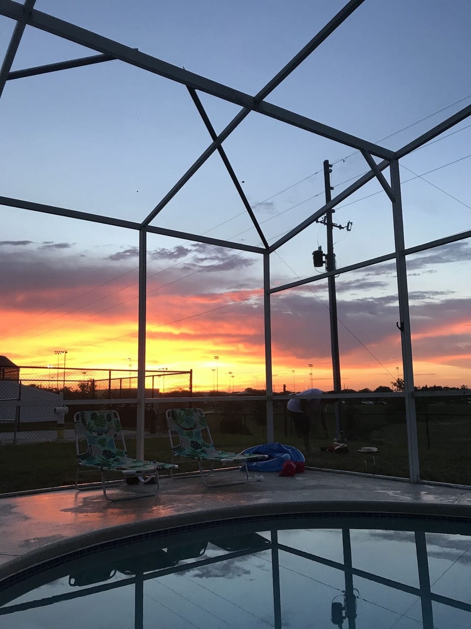 Sunset by the pool.