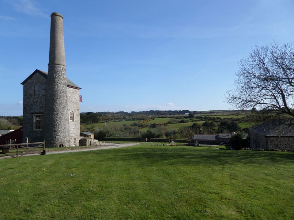 View across valley, cottages on right. (Engine House not for holiday rental)