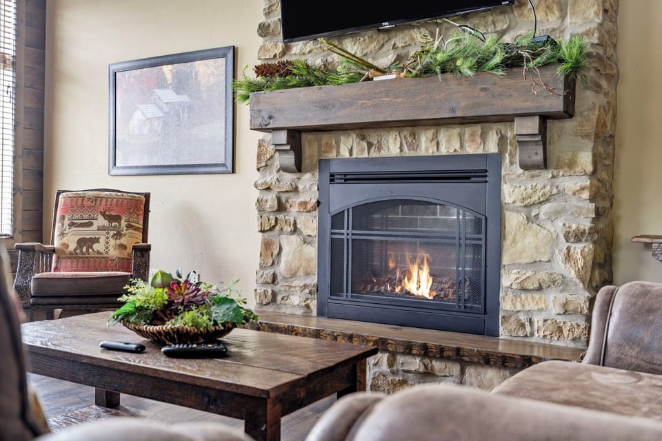 Cozy fireplace in the main level living room