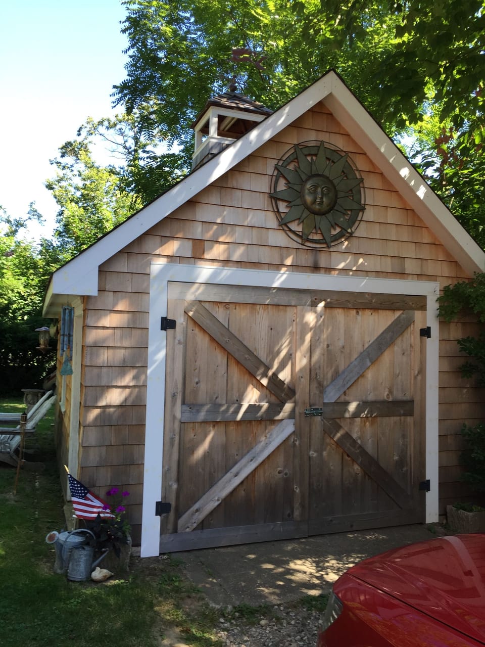 Barn holds coolers, beach chairs,  BBQ and room for bikes