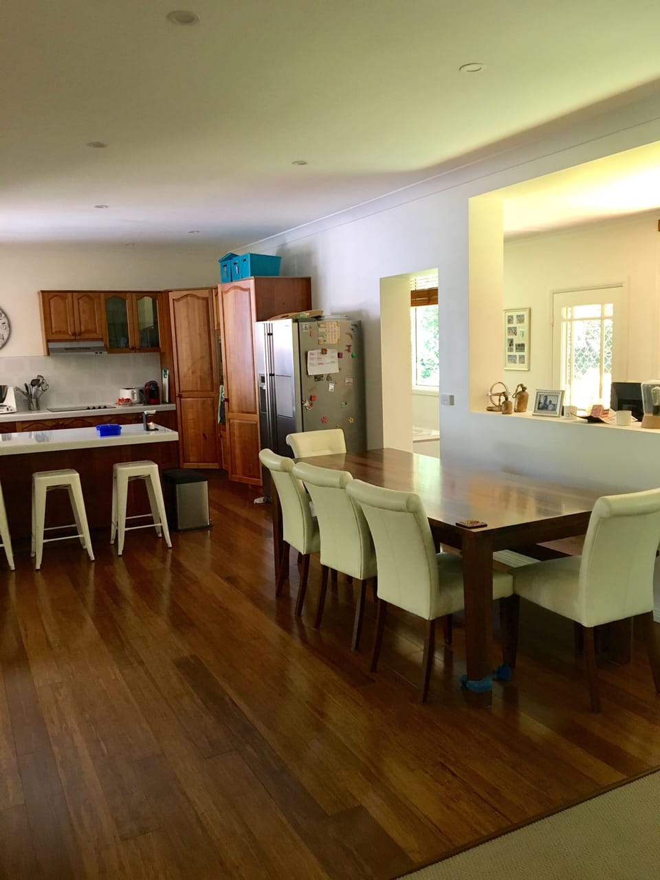Main dining/kitchen with dining for 8 plus kitchen bench space. A/c 