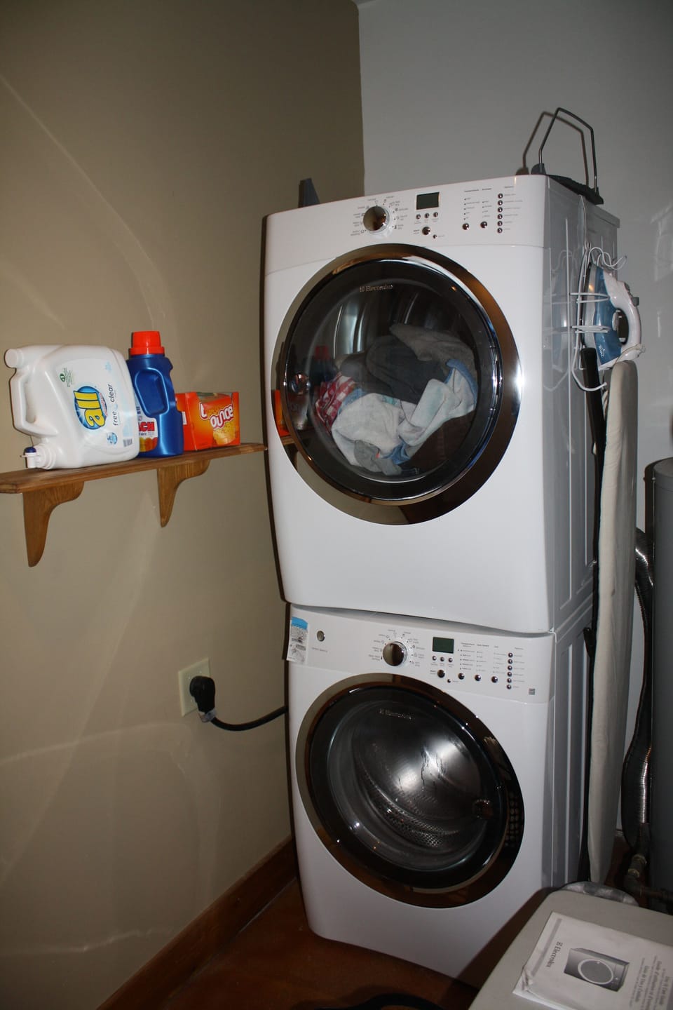 Washer, dryer, iron, ironing board 