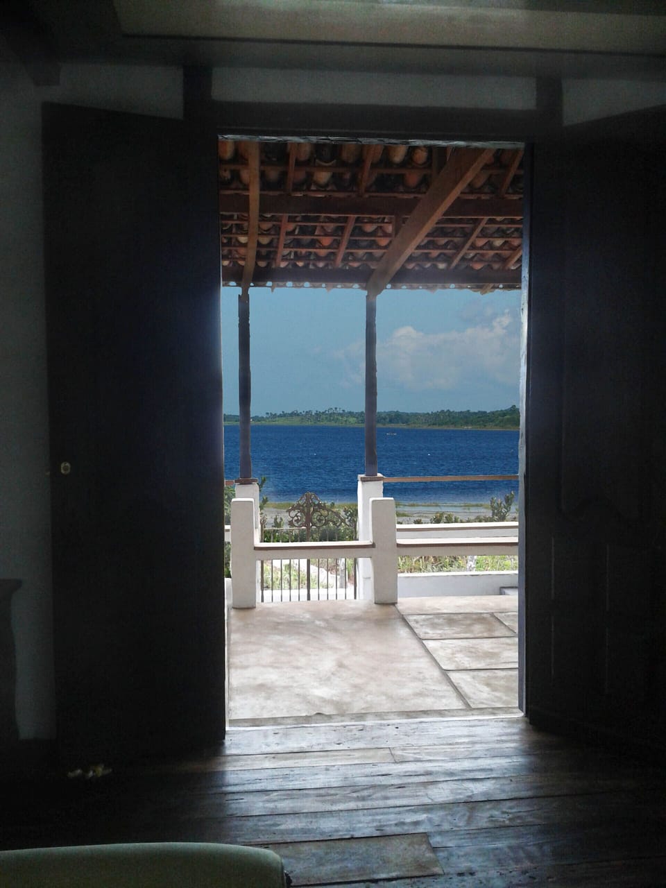 View of the lake from the front door of living-room