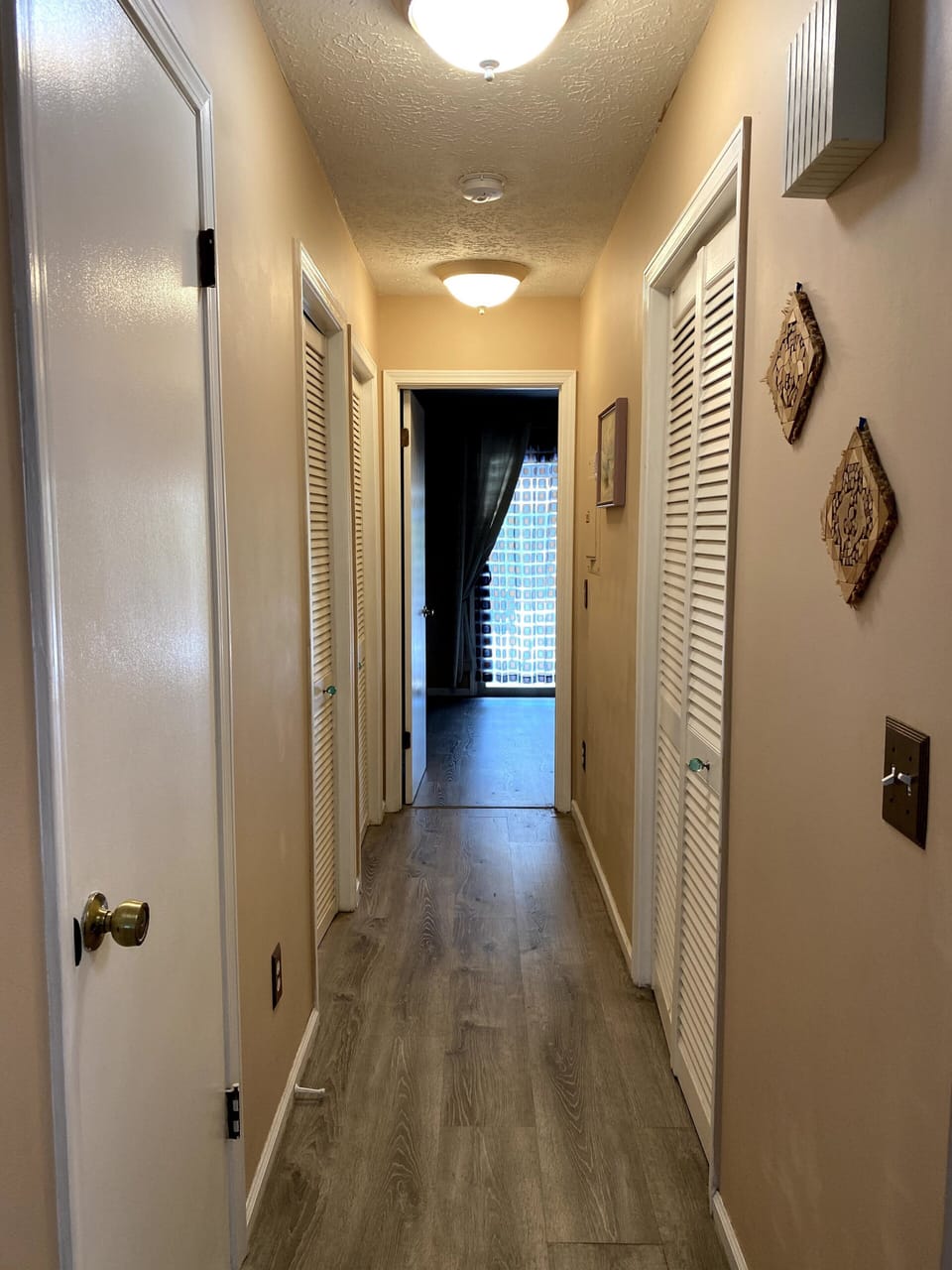 Hallway/ view from living room to the bedroom