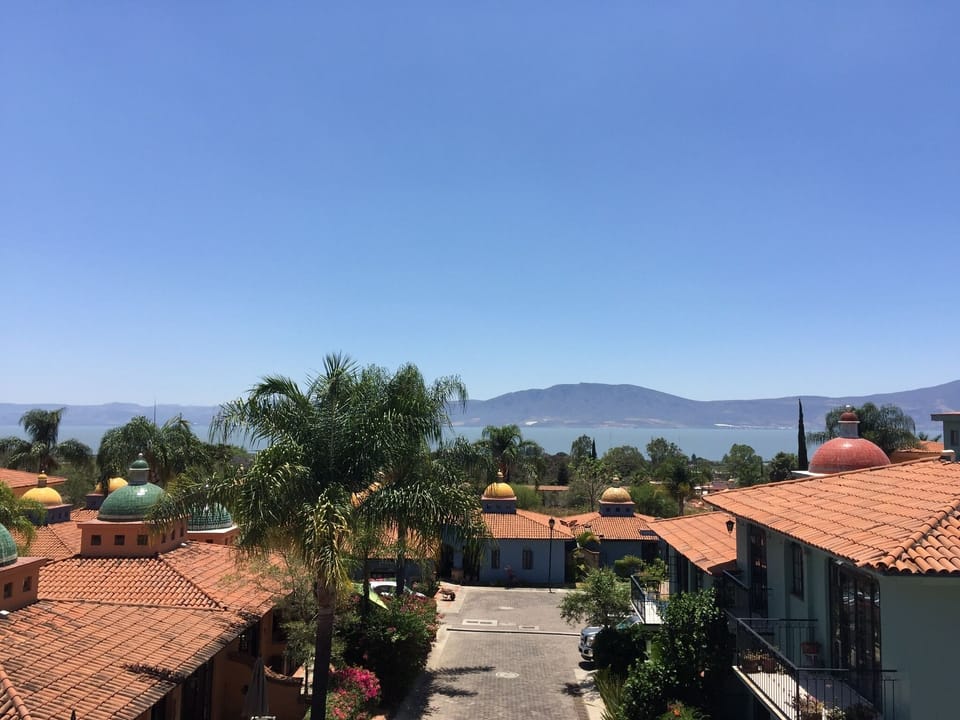 View of mountains & Lake Chapala from our balcony 