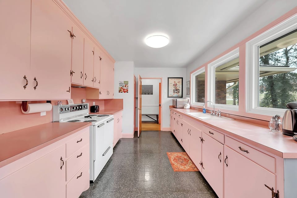 And yes, it's PINK! Very spacious with a wonderful view of the front yard. 