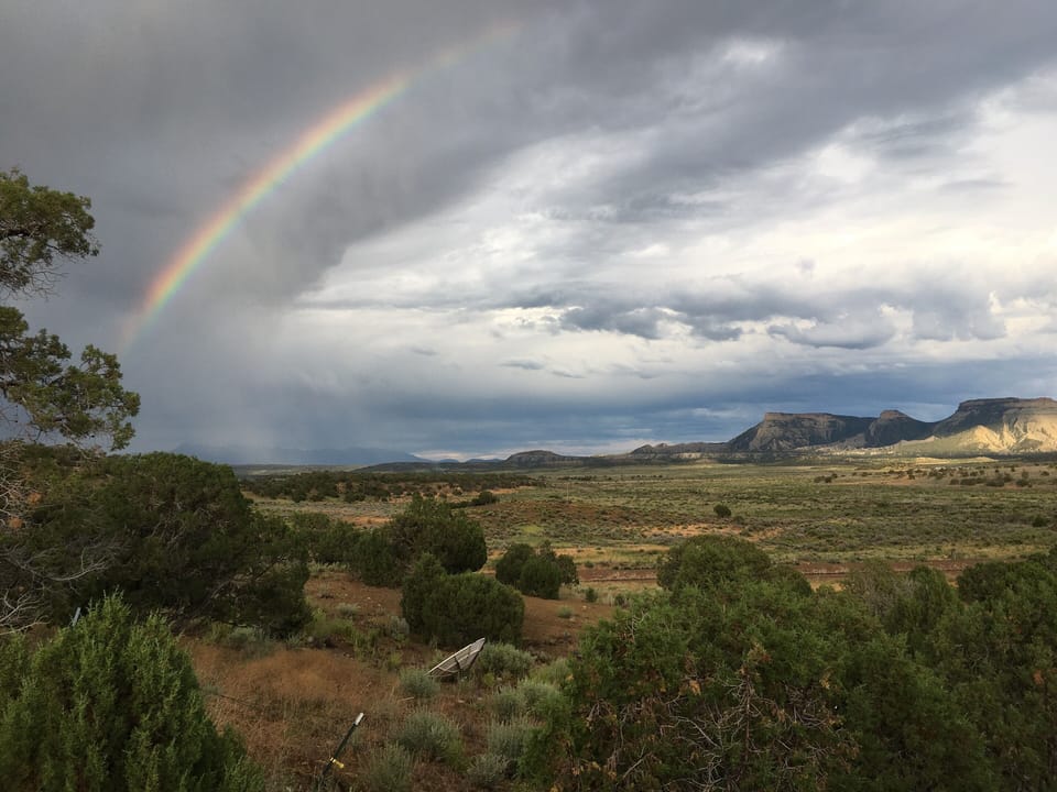 Looking at Mesa Verde on a rainy, rainbow day. Just 7 minutes from Deer Creek.