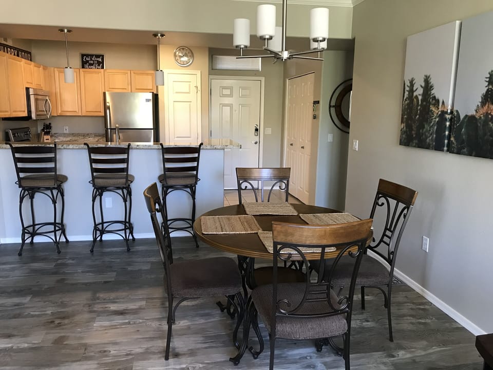 View of family room and kitchen